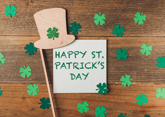 a piece of paper that says Happy St. Patrick's Day
