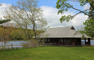 The boathouse on Little Long Pond, Acadia National Park, Maine