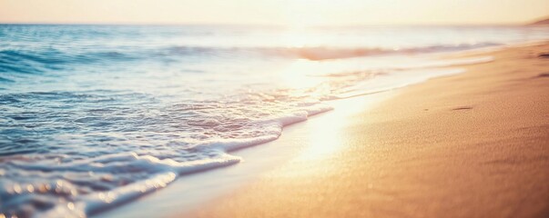 Beachside scene with sunlight reflecting gently on waves, creating a calm shimmer, beach sunlight, relaxing coastal vibe