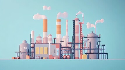 Fototapeta premium business process flow flat design side view industrial theme animation colored pastel