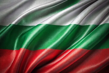 Close-up View of the Bulgarian Flag with Vibrant Colors and Textures, Ideal for Backgrounds and Cultural Themes Featuring Copy Space for Custom Text and Graphics