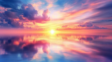 Serene Sunset Over Calm Ocean Waters