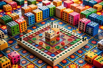 Naklejka premium Colorful Homeshaped Pattern Crafted from Dominoes Showcasing Creativity and Playfulness in a Unique Arrangement for Home Decor and Educational Activities