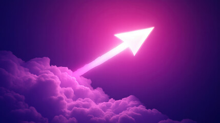 glowing arrow piercing through cloud symbolizes progress and direction