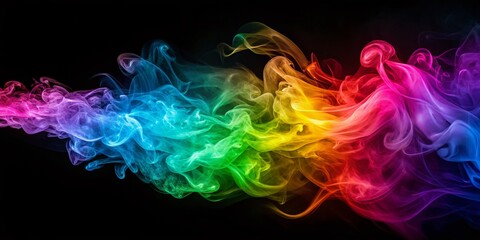 Colorful Smoke Swirls on Dark Background for Creative Design and Artistic Projects Featuring Vibrant Hues and Textures in a Captivating Visual Display