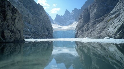 Majestic Glacial Lake in Mountainous Landscape