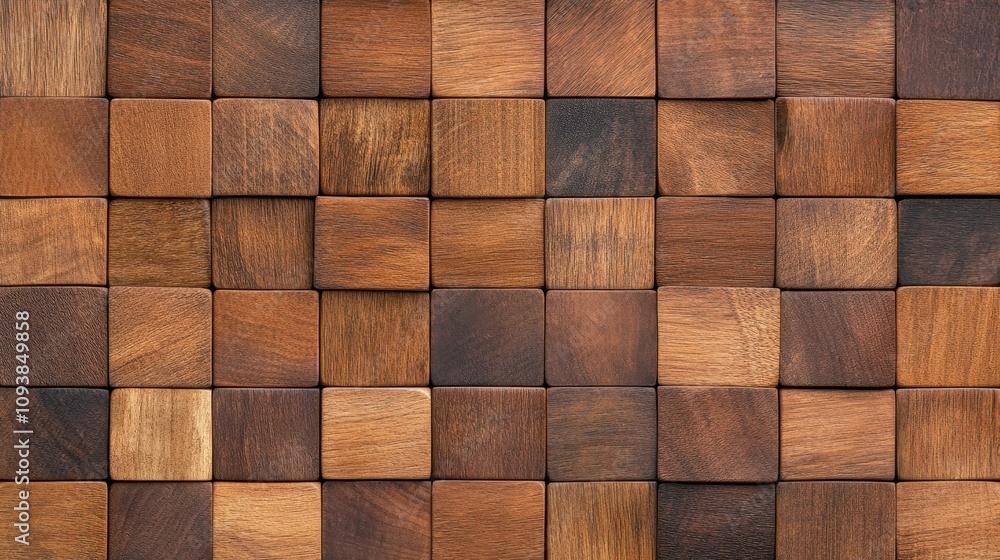 Poster explore the charm of a rustic background with square wood blocks, perfect for adding warmth to any s
