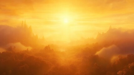 Fototapeta premium Serene Sunrise Over Enchanted Landscape