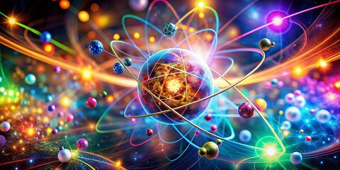 Conceptual Photography of an Abstract Atomic Background with Vibrant Colors and Intricate Patterns for Scientific and Creative Themes