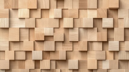 Discover a rustic wallpaper design featuring 3D rendered natural timber wood with a textured block pattern  perfect for modern interiors.