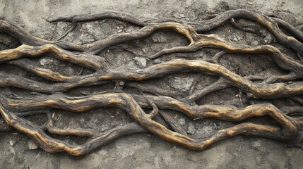 Fototapeta premium Unraveling the tree roots tangled mystery nature's enigmatic network in a hidden forest grove