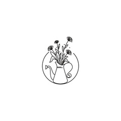 a minimalist logo with a line art style, a flower fitting with flowers