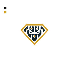 The technology logo with the owel bird symbol is suitable for technology companies with a simple and modern design