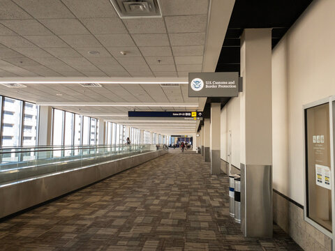 MINNEAPOLIS, AUGUST 21, 2024: US Customs and Border Protection (CBP) office at Minneapolis Airport designated for immigration & customs processing for international arrivals into United States.