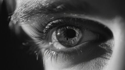 Obraz premium Close-Up Black and White Eye Detail