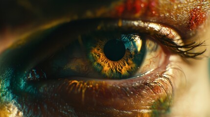 Close-up of Colorful Eye with Artistic Makeup