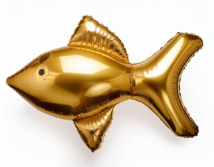 light gold fish balloon shape isolated on white background