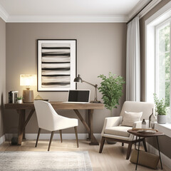 home office in light colors,.