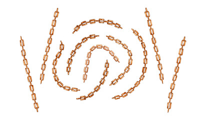 Gold chain set watercolor illustration. Jewelry, accessories or anchor chain. Vintage links isolated from background. Can be used in cards, posters, wrapping paper. © AliCris