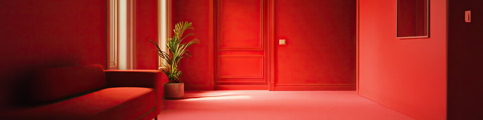 Obraz premium An entire room painted in a single hue, with only subtle variations creating interest.