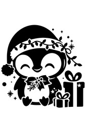 Christmas Penguin SVG Vector Silhouette 