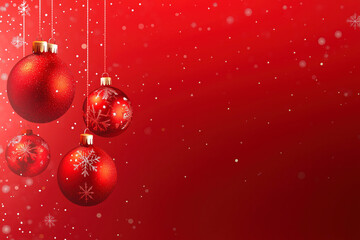 Red baubles with snowflakes on a vibrant background