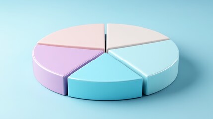 Fototapeta premium Colorful Geometric Pie Chart on Soft Blue Background Representing Data Visualization and Analysis in a Minimalistic Style for Business Presentations