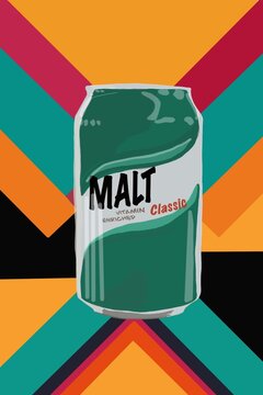 Can of malt with background