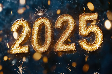 2025 in shimmering golden letters