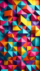 Fototapeta premium Vibrant geometric abstract with colorful 3d triangles and shapes