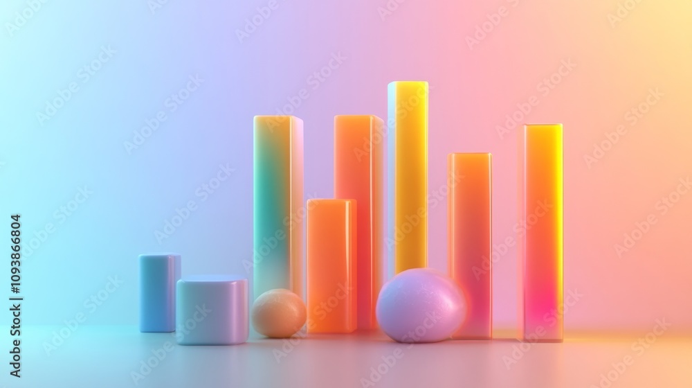 Poster colorful abstract scene with geometric shapes and soft light displaying a modern aesthetic for creat