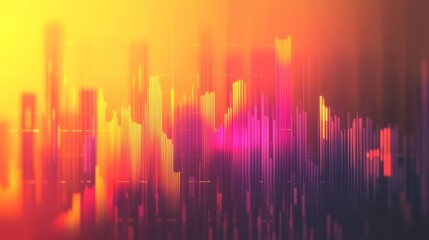 Abstract Sound Wave Visual Representation with Gradient Colors of Yellow, Orange, Pink, and Purple Creating a Vibrant Background for Music or Audio Themes