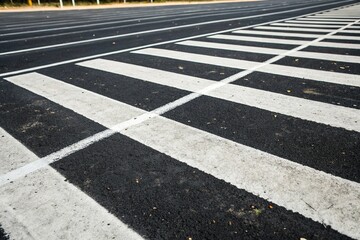 Close-up of black and white stripes on the ground, close-up, texture, visual effect