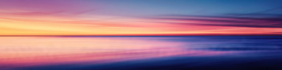 Fototapeta premium A horizon line, blurred with soft pastel colors, stretching endlessly.