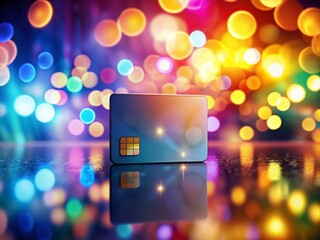 Elegant Bank Card Mockup with Bokeh Effect for Modern Financial Services and Promotional Materials Displaying Luxury and Professionalism in a Soft Focus Background