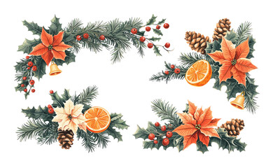 Festive Floral Arrangement with Citrus and Pine Elements