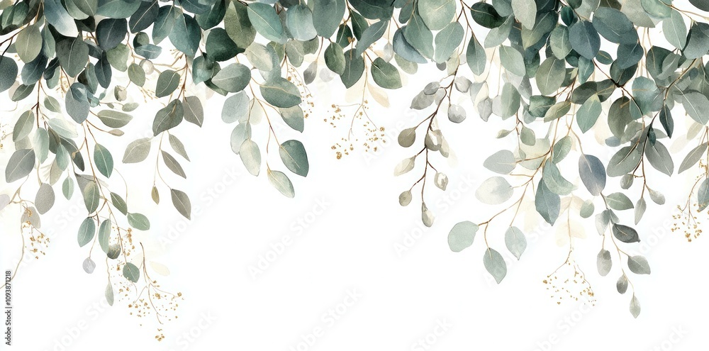 Aufkleber elegant greenery composition with soft eucalyptus leaves and delicate branches creating a fresh and 