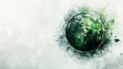 Green earth illustration with watercolor effect showcasing sustainability and environmental awareness for eco-friendly initiatives