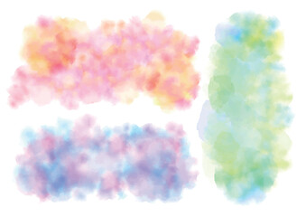 カラフルな絵の具を滲ませた水彩テクスチャ3点セット