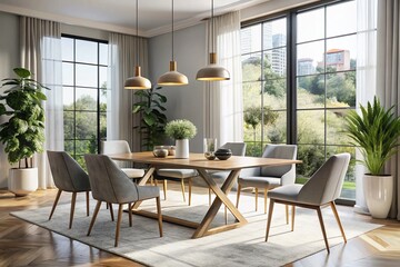 Elegant Modern Design Table in a Bright Minimalist Setting with Stylish Decor and Natural Lighting for Contemporary Interior Spaces