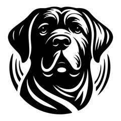 Bold Black and White Dog Illustration Large Breed Line Art