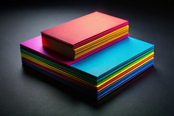 Elegant Silhouette of a Stack of Blank Business Cards on a Black Background, Ideal for Corporate Branding and Marketing Designs, Showcasing Professionalism and Creativity