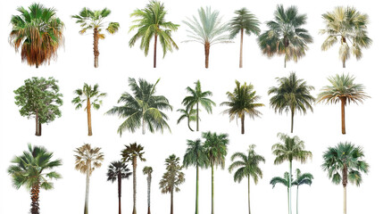 Fototapeta premium Collection of Palm Tree Clip Art Vector Illustrations in Various Styles and Arrangements