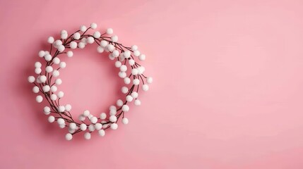 Obraz premium Elegant, clean wreath made of white berry branches, isolated, Christmas wreath, modern holiday decor
