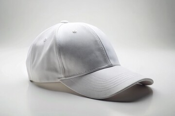 Elegant White Classical Cap Design for Mockup Baseball Hat Isolated on a Clean White Background with Ample Copy Space for Branding and Promotional Use in Marketing Materials
