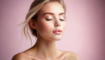 Fototapeta premium Young and Beautiful woman with clear skin, natural make-up, Skincare and facial treatment concept