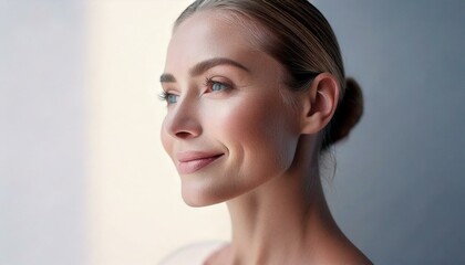 Young and Beautiful woman with clear skin, natural make-up, Skincare and facial treatment concept
