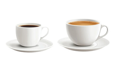 Obraz premium Two White Coffee Cups with Saucer on Transparent Background