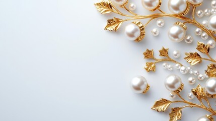 A decorative mirror framed with golden vines, studded with pearls and gemstone accents for the holidays