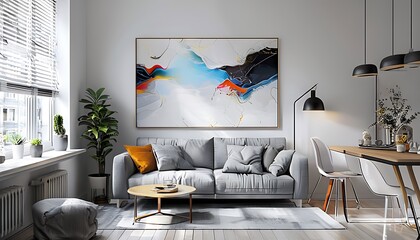 small apartment living room modern decor abstract wall art